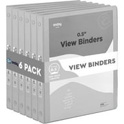 Enday 1/2 Inch Binder 3 Ring Binders with Pockets for Home, Office, School Supplies Organization, Gray 6 Pc
